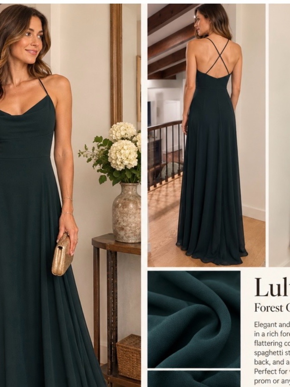 Lulu's Forest Green Strappy Maxi Dress